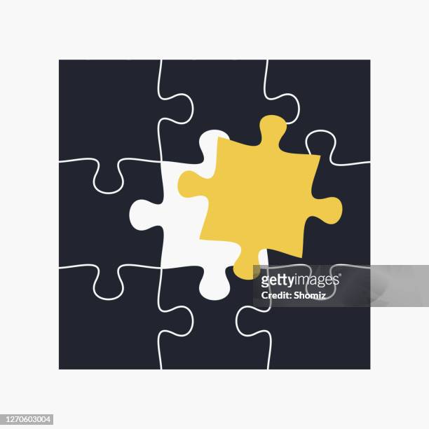 trendy flat corporate puzzle concept - jigsaw puzzle stock illustrations