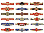 Cigar badges. Vintage labels set template for cigars vector design collection