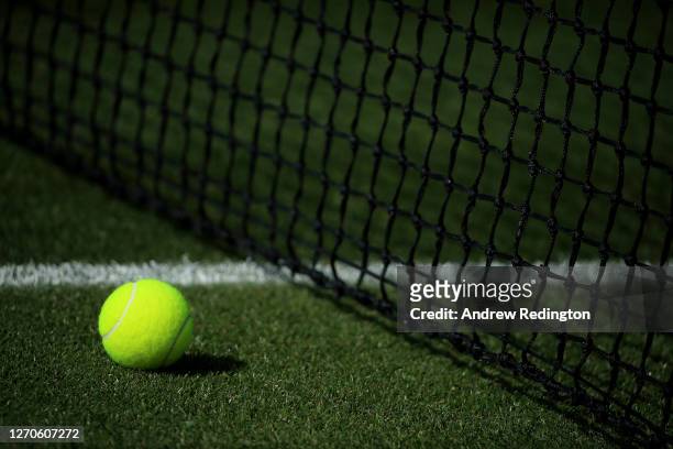 Atmosphere as London Mayor Sadiq Khan plays tennis with key workers at the All England Lawn Tennis Club at Wimbledon on September 04, 2020 in London,...