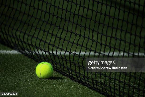 Atmosphere as London Mayor Sadiq Khan plays tennis with key workers at the All England Lawn Tennis Club at Wimbledon on September 04, 2020 in London,...