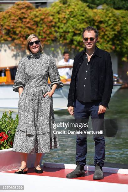 Romola Garai and Patrick Kennedy arrive at the Excelsior during the 77th Venice Film Festival on September 04, 2020 in Venice, Italy.