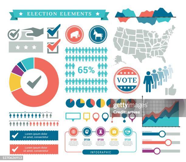 voting ifographic set - american flag pin stock illustrations