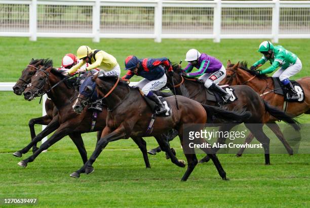 Jim Crowley riding Laafy win The Victoria Racing Club Handicap at Ascot Racecourse on September 04, 2020 in Ascot, England. Owners are allowed to...