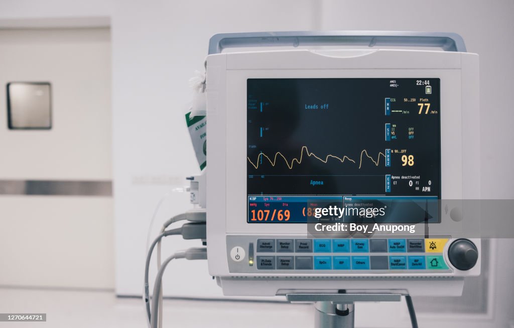 The Vital signs monitor in operating room in hospital.