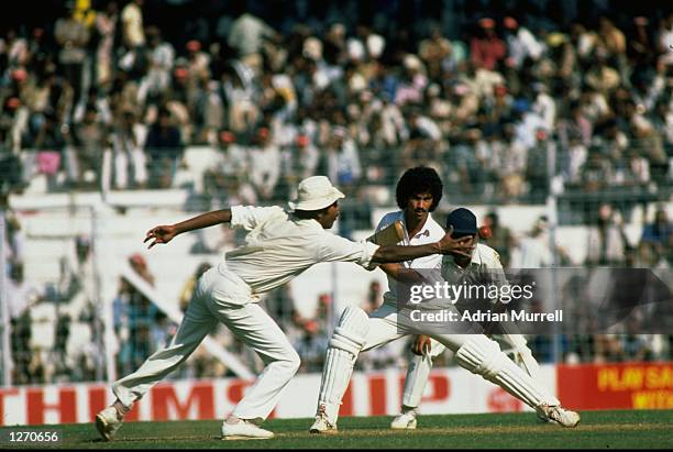 Larry Gomes of the West Indies in action during the Fifth Test match against India at Eden Gardens in Calcutta, India. The West Indies won the match...