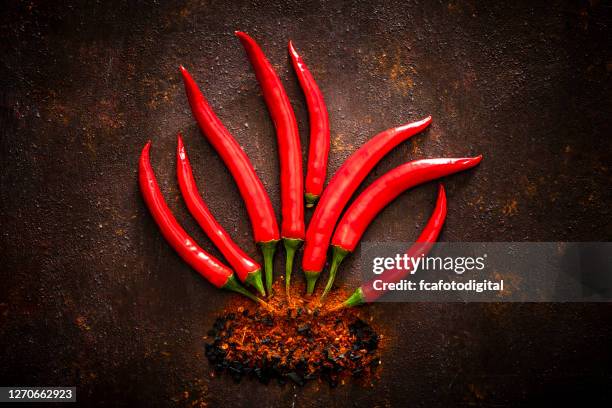 chili pepper making a flame shape - pimenta de caiena imagens e fotografias de stock