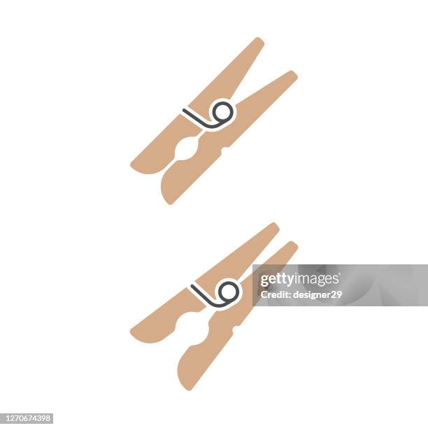 clothes peg icon flat design. - clothespin stock illustrations