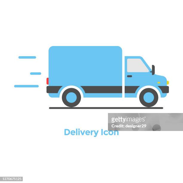online delivery icon flat design. - truck stock illustrations
