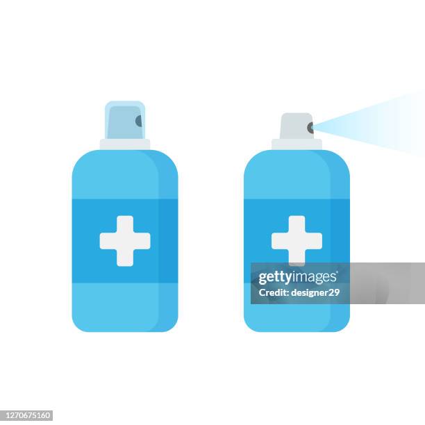 desinfektionsmittel icon flat design. - spray bottle stock-grafiken, -clipart, -cartoons und -symbole