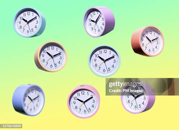 random clocks - procrastination stock pictures, royalty-free photos & images