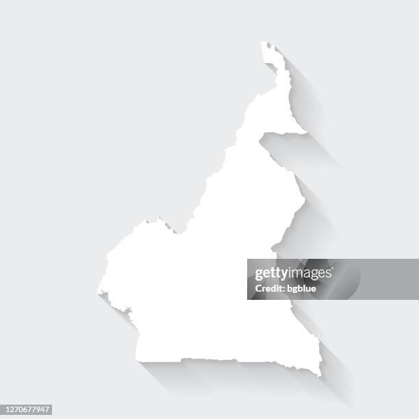 cameroon map with long shadow on blank background - flat design - cameroon map stock illustrations