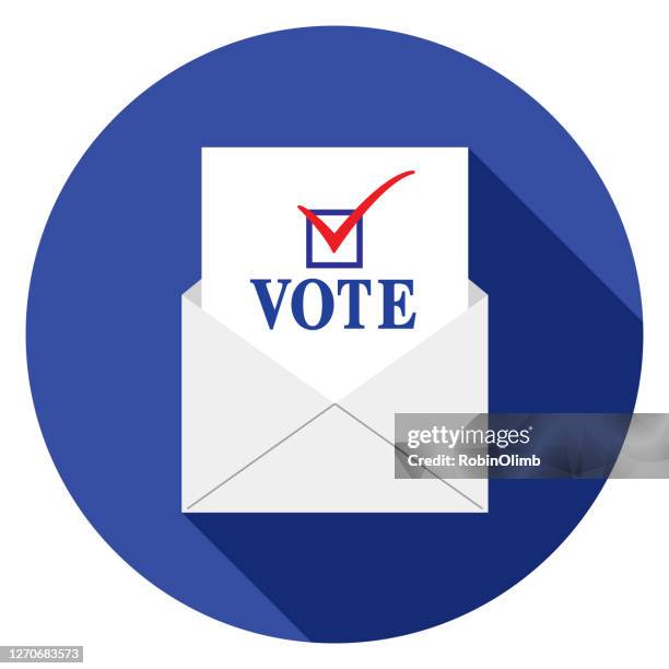 stockillustraties, clipart, cartoons en iconen met pictogram circle vote by mail - voting by mail