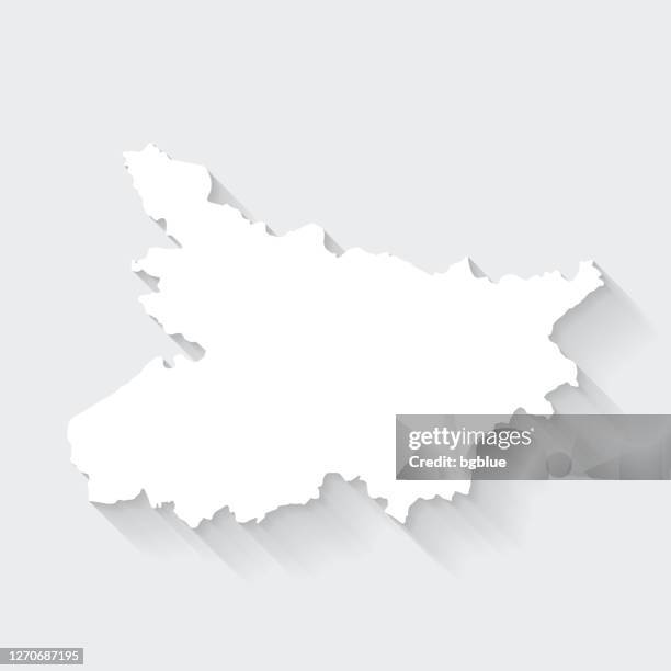 bihar map with long shadow on blank background - flat design - bihar stock illustrations