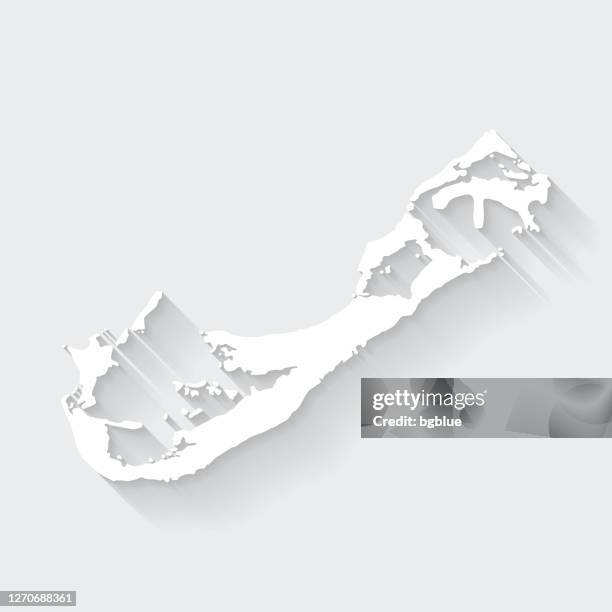 bermuda map with long shadow on blank background - flat design - bermuda stock illustrations