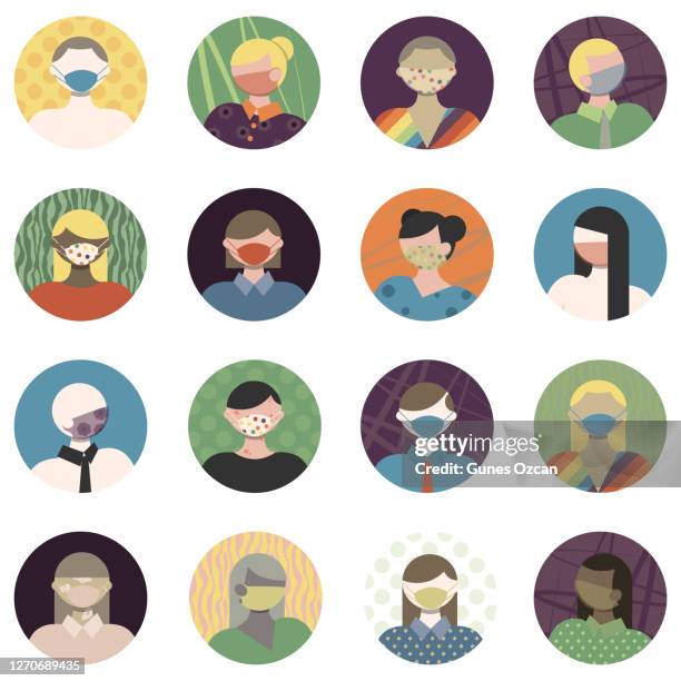 set of avatars - pimple icon stock illustrations