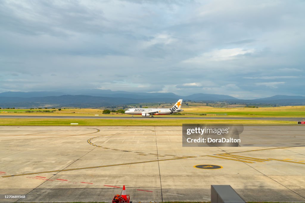 Jetstar Airplane at Launceston Airport, Tasmania, Australia