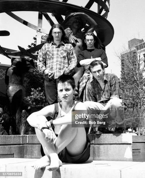 Guitarist Noel Hogan, lead singer Dolores O'Riordan , bassist Michael Hogan and drummer Fergal Lawler of the Irish rock band The Cranberries pose for...