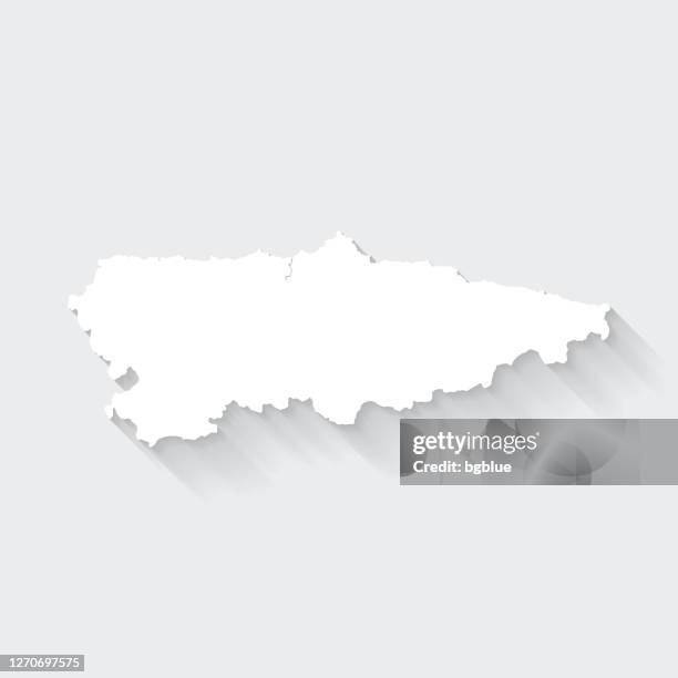 asturias map with long shadow on blank background - flat design - asturias stock illustrations