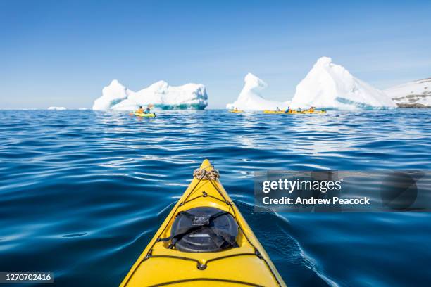 kayaking in terra nova bay, east antarctica - antarctica people stock pictures, royalty-free photos & images