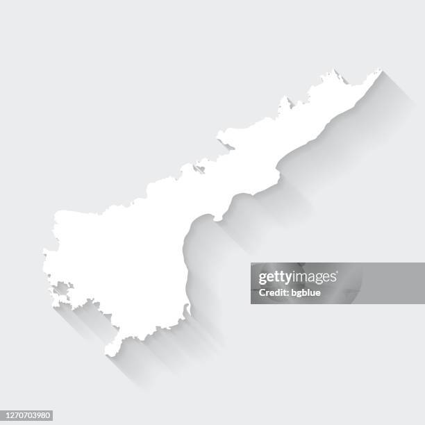 andhra pradesh map with long shadow on blank background - flat design - andhra pradesh stock illustrations