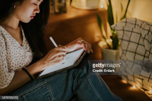 working late of animator woman-stock photo - my creation graphics design stock pictures, royalty-free photos & images