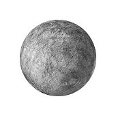 3d render of the moon isolated on white background