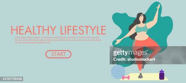 ilustrações, clipart, desenhos animados e ícones de banner de estilo de vida saudável - yoga instructor