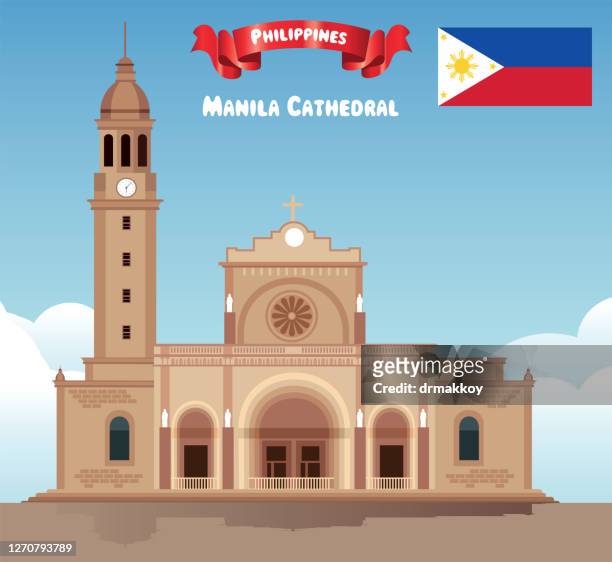 manila cathedral - philippines national flag stock illustrations