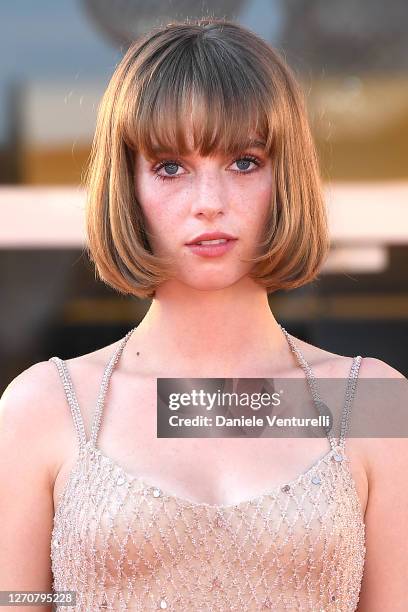 Maya Hawke walks the red carpet ahead of the movie "Mainstream" at the 77th Venice Film Festival on September 05, 2020 in Venice, Italy.