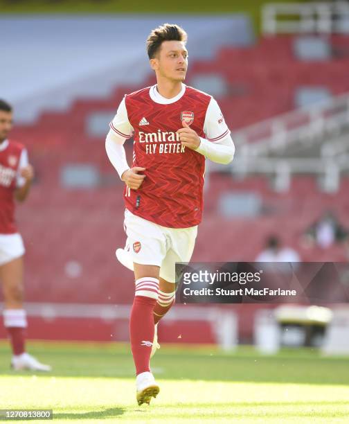 Mesut Ozil of Arsenal during a pre season friendly between Arsenal and Aston Villa at Emirates Stadium on September 05, 2020 in London, England.