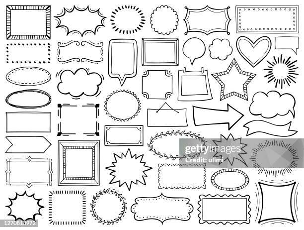 ilustrações, clipart, desenhos animados e ícones de conjunto de quadros desenhados à mão - rectangle