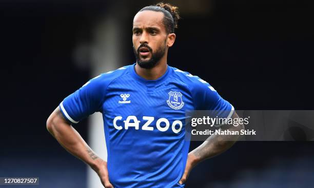 Theo Walcott of Everton looks on during the pre-season friendly match between Everton and Preston North End at Goodison Park on September 05, 2020 in...