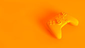 Conceptual isometric image. Gamepad fully toned in orange color.