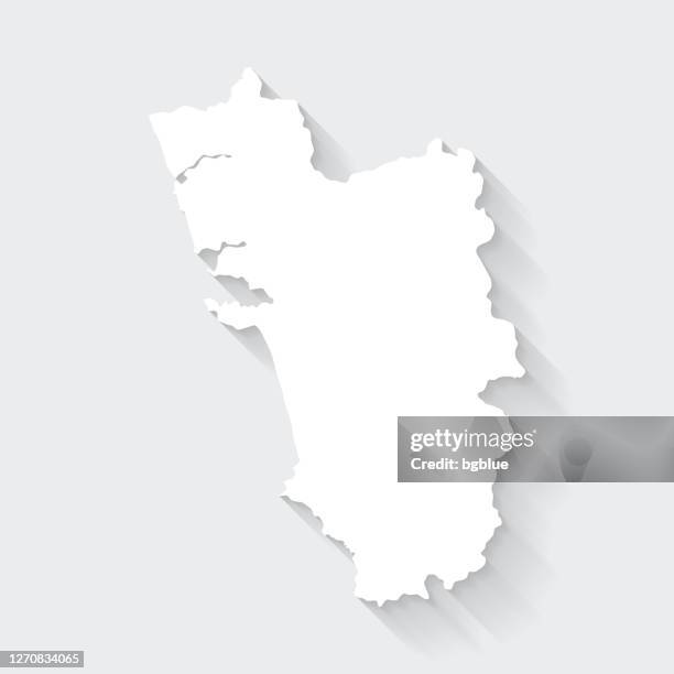 ilustraciones, imágenes clip art, dibujos animados e iconos de stock de mapa de goa con sombra larga sobre fondo en blanco - diseño plano - goa map