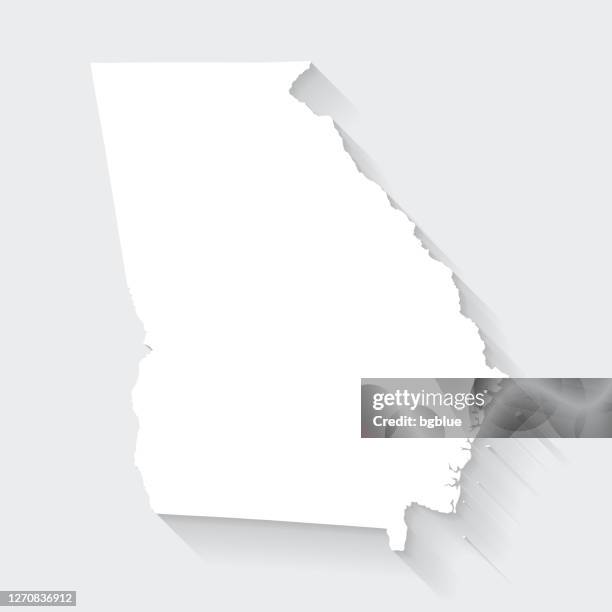 georgia (usa) map with long shadow on blank background - flat design - georgia us state stock illustrations