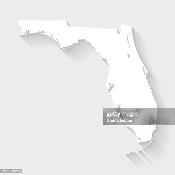 220 3d Map Of Florida High Res - Florida Map With Long Shadow On Blank Background Flat Design 