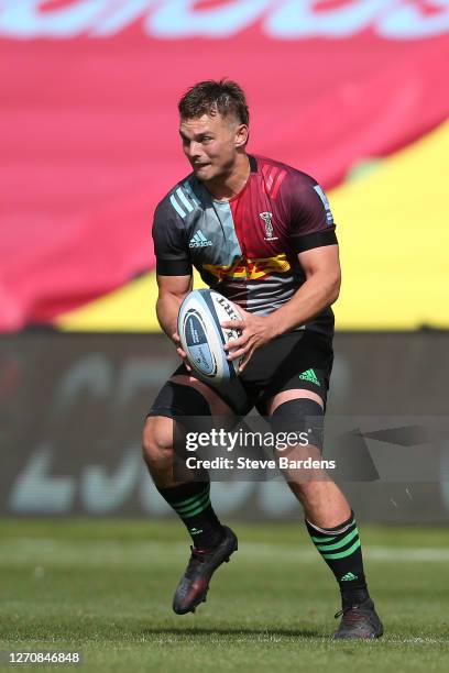 Will Evans of Harlequins in action during the Gallagher Premiership Rugby match between Harlequins and Bath Rugby at Twickenham Stoop on September...