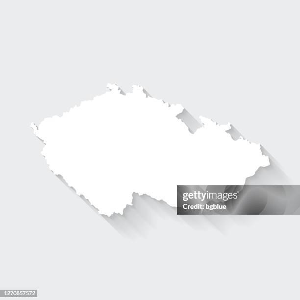 czech republic map with long shadow on blank background - flat design - czech republic map stock illustrations