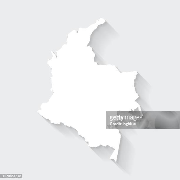 colombia map with long shadow on blank background - flat design - colombia stock illustrations
