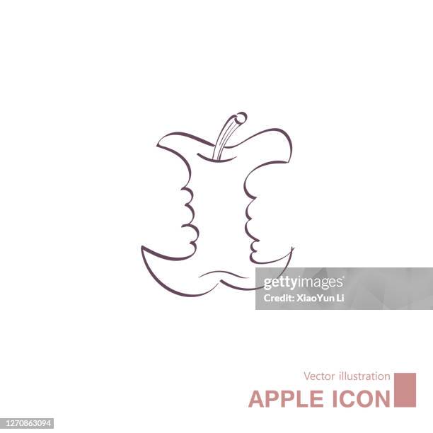 vector drawn apple. - chinese vegetarian food stock illustrations