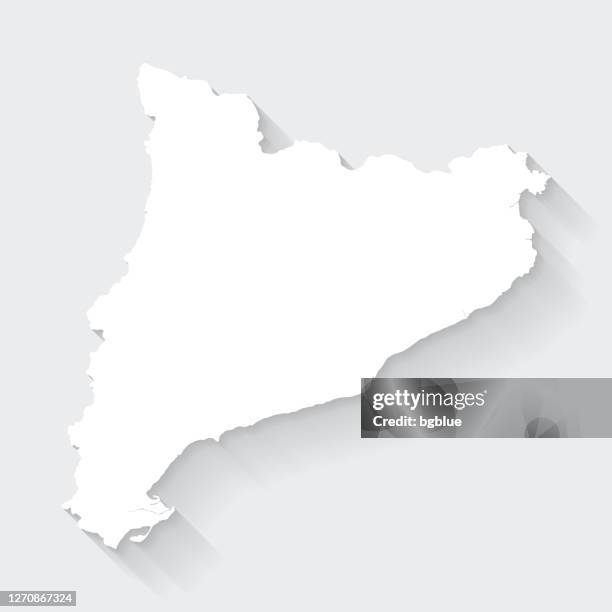 ilustrações de stock, clip art, desenhos animados e ícones de catalonia map with long shadow on blank background - flat design - catalonia