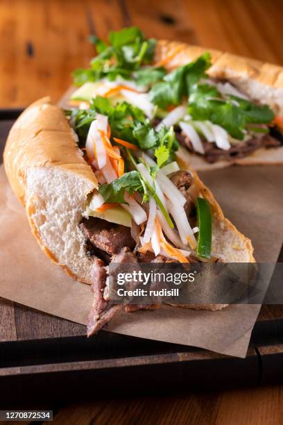 banh mi sandwich - vietnamese food stock pictures, royalty-free photos & images
