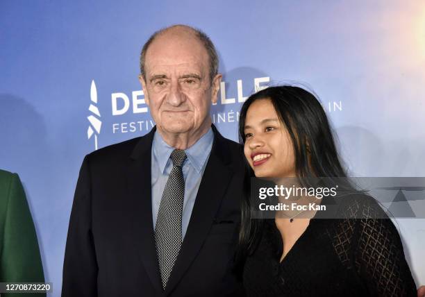 Pierre Lescure and his daughter Anna attend the "Pierre & Lescure" photocall at 46th Deauville American Film Festival on September 05, 2020 in...