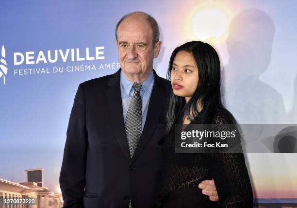 Pierre Lescure and his daughter Anna attend the "Pierre & Lescure" photocall at 46th Deauville American Film Festival on September 05, 2020 in...