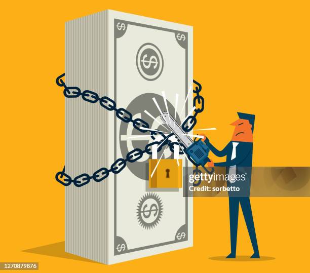 unlocking - businessman - broken lock stock illustrations