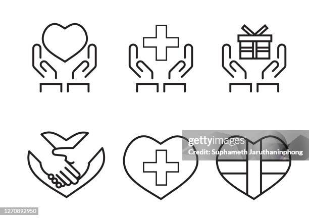 giving concept isolated icon set. - money donation stock pictures, royalty-free photos & images