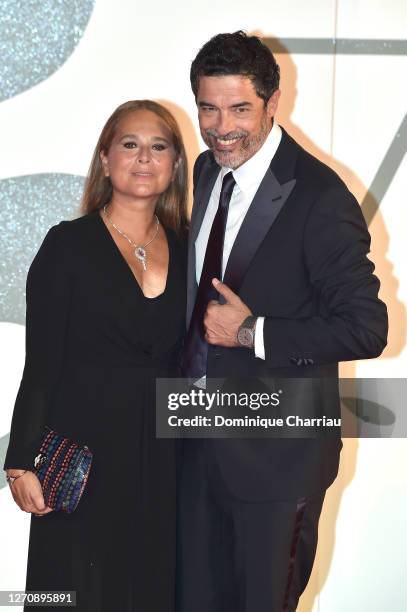 Sabrina Knaflitz and Alessandro Gassmann walks the red carpet ahead of the movie "Miss Marx" at the 77th Venice Film Festival on September 05, 2020...