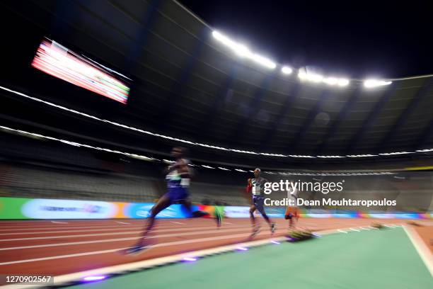 Mo Farah of Great Britain and Northern Irelands competes in the One Hour Race during the Memorial Van Damme Brussels 2020 Diamond League meeting at...