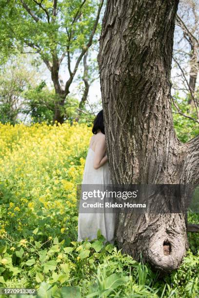 Object Behind Tree Woman Hiding Behind A Tree