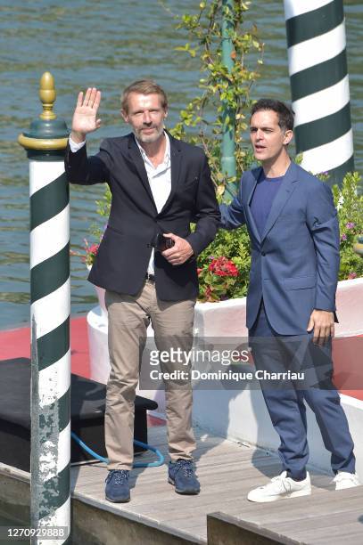 Lambert Wilson and Pedro Alonso is seen arriving at the Excelsior during the 77th Venice Film Festival on September 06, 2020 in Venice, Italy.